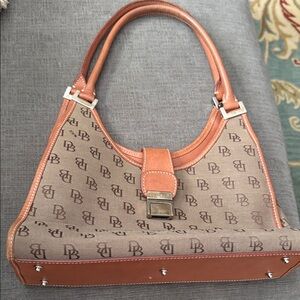 Dooney & Bourke Brown Monogram Shoulder Bag - Leather Trim